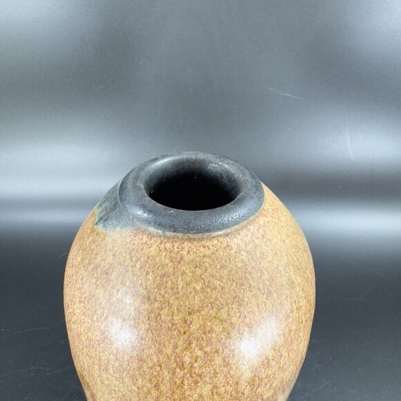 Vintage Hand Made Pottery Vase Vessel Brown Drip Glaze Artists Marked Vase VTG - Picture 14 of 15